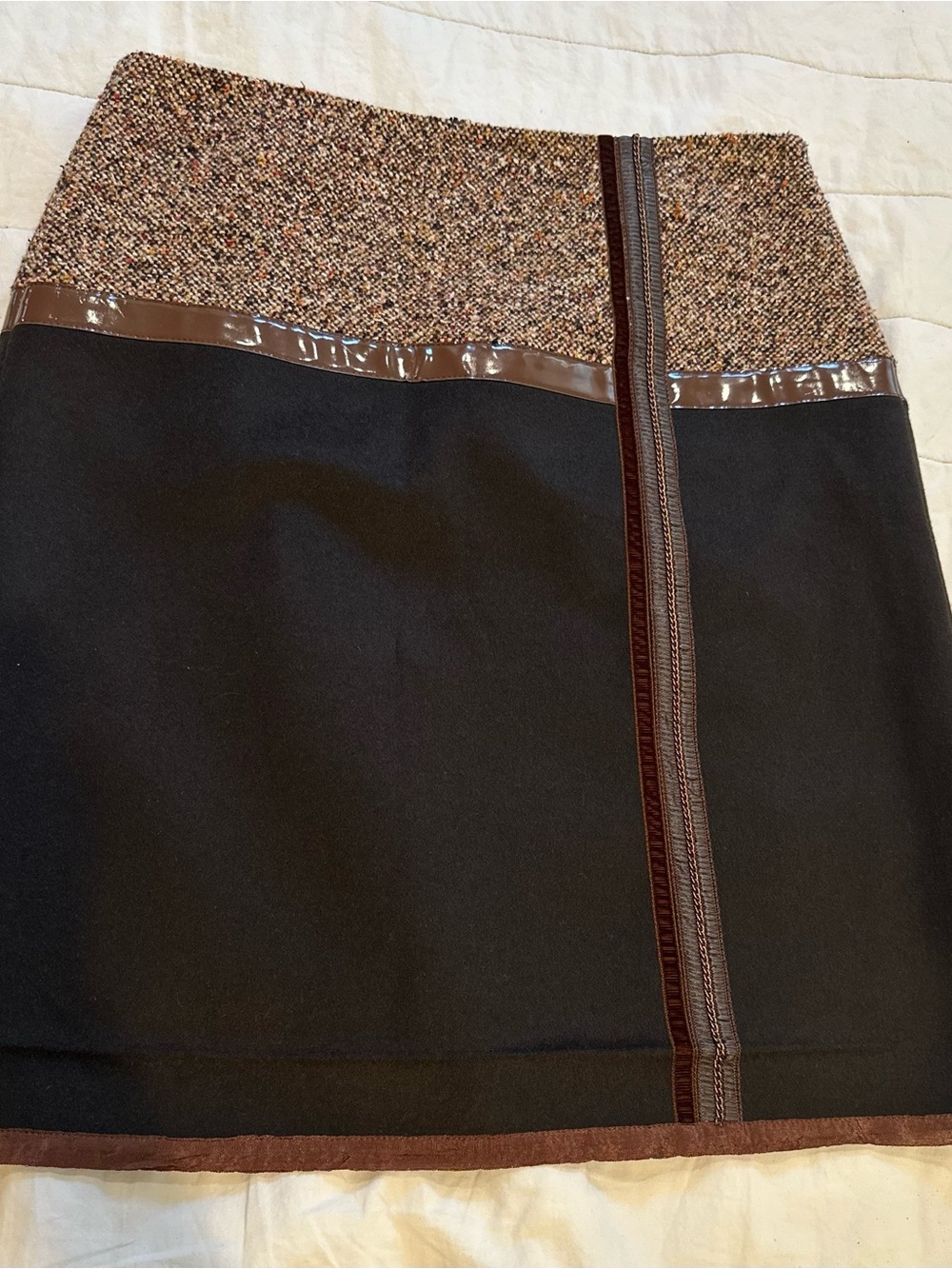 Worth New York Tweed Wool Silk Cashmere Blend Colorblock Skirt Size 10